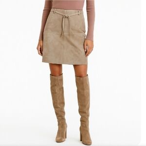 Isaac Mizrahi Suede Leather Pencil Skirt Tan 10